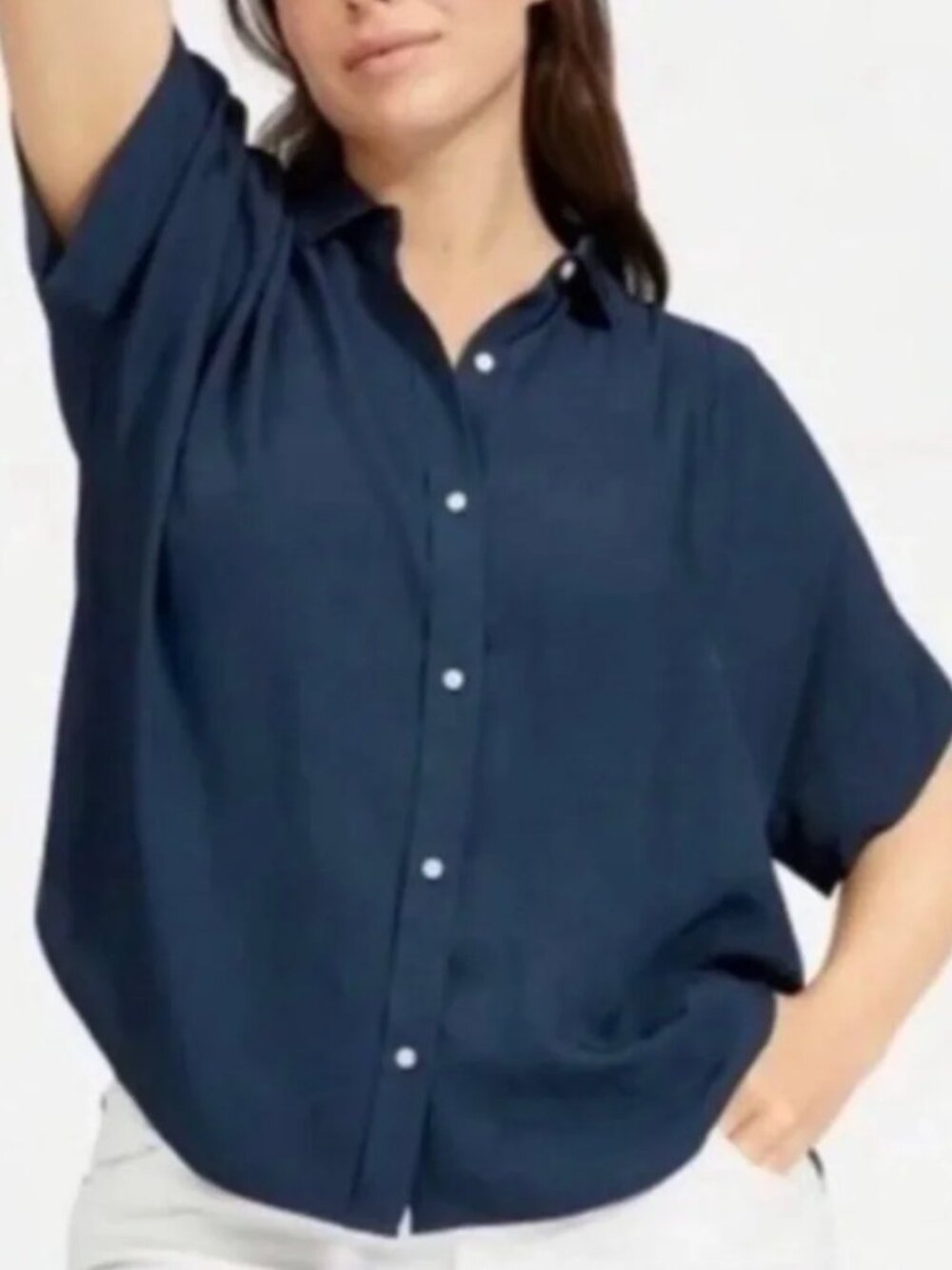 Everlane Navy Button Up Shirt - Size 6